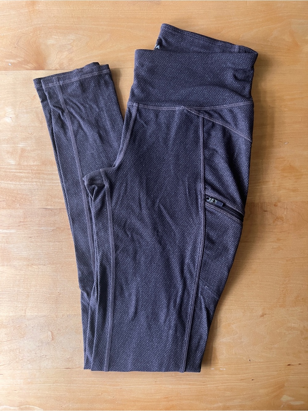 Athleta Purple Textured Leggings with Side Zip Pockets